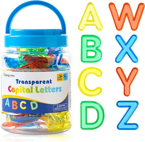 52 Piezas Letras Mayúsculas Translúcidas – Juguetes de Mesa de Luz, Manipulativos y Accesorios para Aprendizaje Mejorado y Diversión