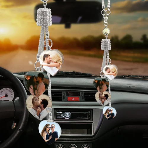 Miniatura 23 de Accesorios de coche colgantes de cristal con foto personalizada para mujeres y hombres, imágenes personalizadas para espejo retrovisor del Style 17