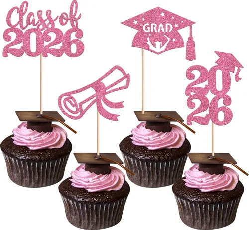 Miniatura 18 de 24 piezas de decoración de cupcakes de graduación para fiesta 2026, selecciones de cupcakes de noche de graduación 2026, decoraciones para pasteles