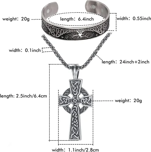 Miniatura 2 de EVBEA Collar de cruz celta para hombre, nudo irlandés vikingo, colgante de oración de serenidad, crucifijo, joyería para hombre con cadena de acero