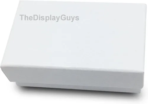 Miniatura 2 de TheDisplayGuys - Paquete de 100 cajas de cartón rellenas de algodón #21 para joyería, diseño de remolino blanco (2.6 x 1.6 x 1.0 pulgadas)