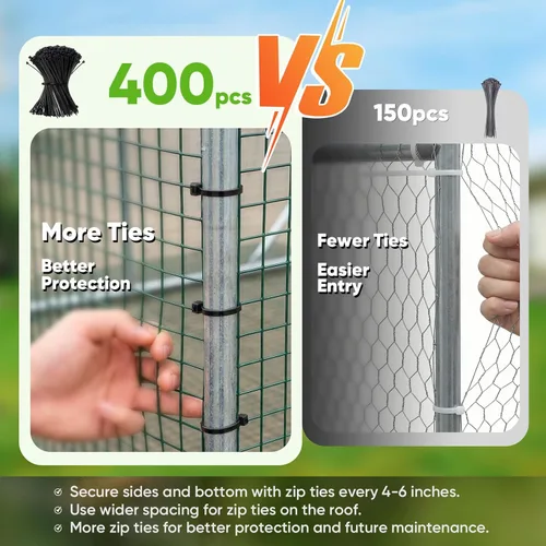 Miniatura 7 de Quictent Gallinero grande de metal para más de 10 aves de corral con paño de hardware lateral y cubierta impermeable, serie avanzada para Blanco