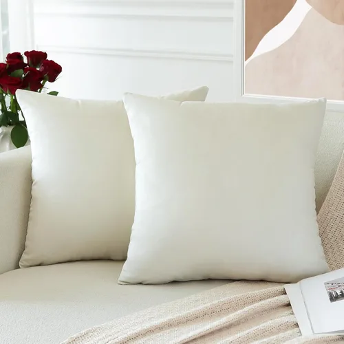 Miniatura 4 de OTOSTAR Paquete de 2 fundas de almohada decorativas de terciopelo suave, fundas de cojín cuadradas sólidas para decoración del hogar, fundas