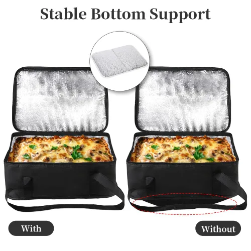 Miniatura 3 de Bodaon Bolsa aislante para cazuela, se adapta a platos de horno de 9 x 13 y 11 x 15 pulgadas con tapa, portadores de cazuela para alimentos Negro