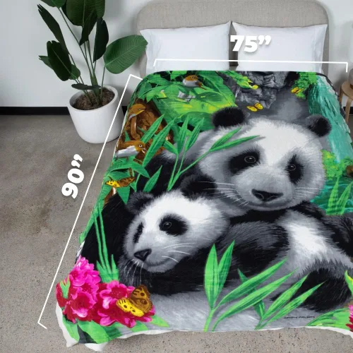 Miniatura 3 de Dawhud Direct Precious Pandas - Manta de vellón para cama, 75 x 90 pulgadas, manta de forro polar de panda tamaño Queen para mujeres, hombres y II