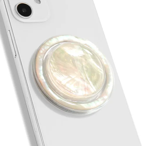 Miniatura 19 de OnTheGrip Lindo diseño de concha marina natural en forma redonda, soporte de teléfono móvil plegable para smartphone, tablet, accesorio