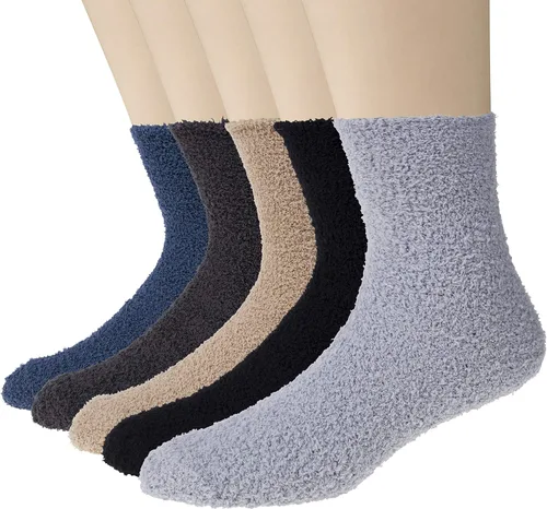 Miniatura 7 de YSense 5-6 Pairs Mens Fuzzy Socks Winter Slipper Fleece Socks Men