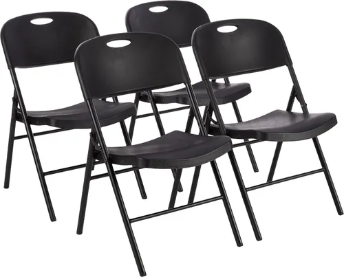 Miniatura 8 de Amazon Basics Silla Plegable Portátil Resistente de Plástico Plegable, Capacidad de 350 Libras, Negro, Paquete de 2