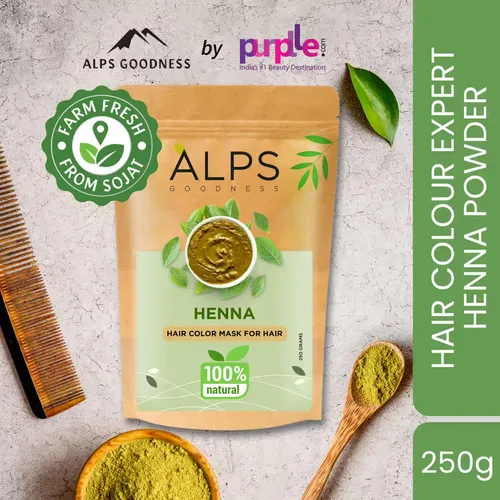 Miniatura 2 de Alps Goodness Polvo de henna (250 gm) Mehendi 100% natural Sojat Mehendi Sin conservantes sin productos químicos añadidos Henna para cabello