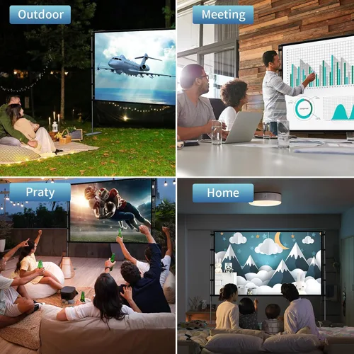 Miniatura 4 de Pantalla de proyector y soporte de 100 pulgadas, pantalla de proyección portátil de 16:9 4K HD, pantalla de películas con bolsa de transporte