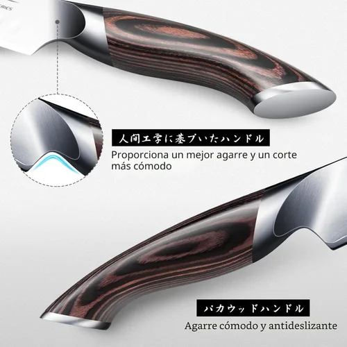 Miniatura 3 de HOSHANHO Juego de cuchillos de trinchar 3 piezas, juego de cuchillos japoneses de acero de alto carbono para rebanar brisket con mango ergonómico