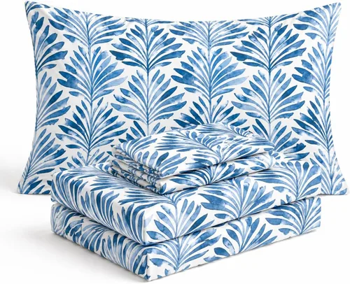 Miniatura 14 de Juego de sábanas con estampado floral en blanco y negro para cama individual – Juego de 3 piezas de sábanas florales súper suaves con sábana bajera