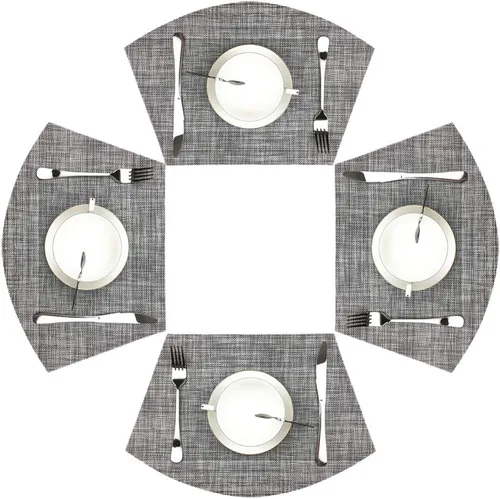 Miniatura 12 de Juego de 4 manteles individuales de vinilo para mesas redondas, tejido antideslizante, resistente al calor, fácil de limpiar, lavable, lavable