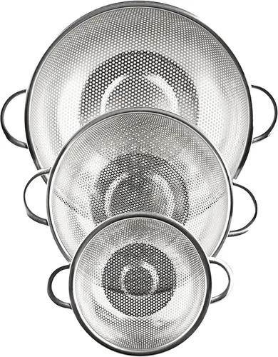 Miniatura 3 de Juego de 3 coladores microperforados de malla de acero inoxidable (1 cuarto de galón, 2.5 cuartos de galón y 4.5 cuartos de galón)