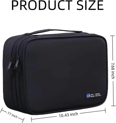 Miniatura 7 de Organizador de artículos electrónicos, estuche de viaje organizador de cables, bolsa organizadora de cables de doble capa, accesorios