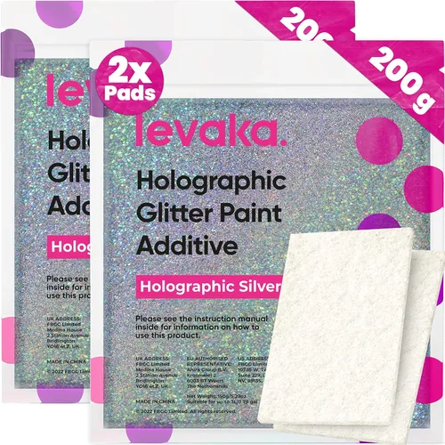 LEVAKA - Aditivo de pintura con purpurina para paredes, purpurina holográfica plateada para pintar paredes, añade a la pintura interior o exterior