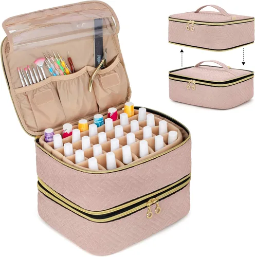 Miniatura 9 de LUXJA Organizador de esmalte de uñas desmontable de 2 capas, 60 botellas, Negro