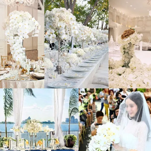 Miniatura 7 de FagusHome Flores artificiales de seda Phalaenopsis de 41 pulgadas, 2 piezas con 2 paquetes de hojas, plantas artificiales de orquídea en blanco