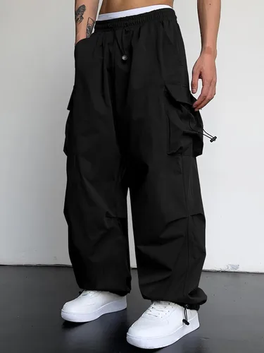 Miniatura 2 de JMIERR Pantalones Cargo Holgados para Hombre de Moda Casuales Pantalón de Paracaídas Ajuste Holgado Harem Joggers con Bolsillos para Ropa Urbana