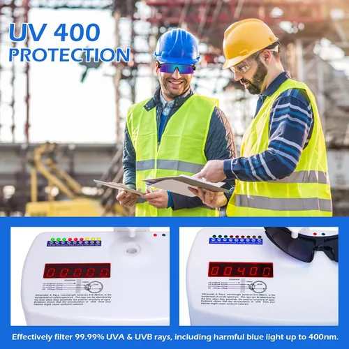Miniatura 4 de OXG Juego de 3 gafas de seguridad para trabajo para hombres y mujeres, ANSI Z87.1 gafas protectoras resistentes a arañazos e impactos para industria