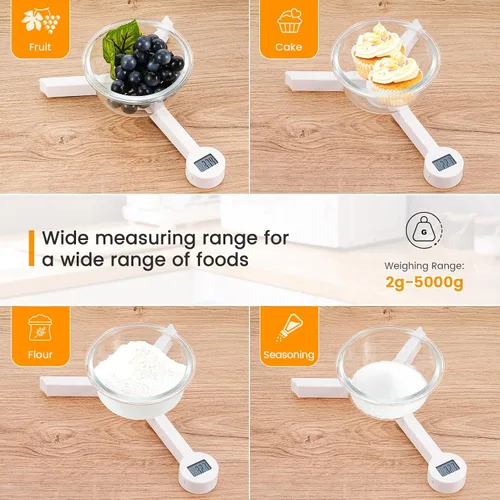 Miniatura 5 de Báscula de alimentos plegable, báscula digital de cocina, báscula compacta pequeña de alta precisión con pantalla LCD, báscula de alimentos portátil