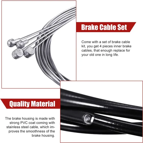 Miniatura 2 de 4 piezas de cable de freno universal para bicicleta interior kit de carcasa de cable de freno de bicicleta de repuesto para bicicleta de montaña