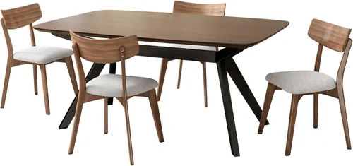 Miniatura 3 de Dining Chairs Set of 2, Mid Century Modern Dining Chairs with Curved Backrest and Wood Legs, Walnut Finished Frame Upholstered Dining Room Chairs