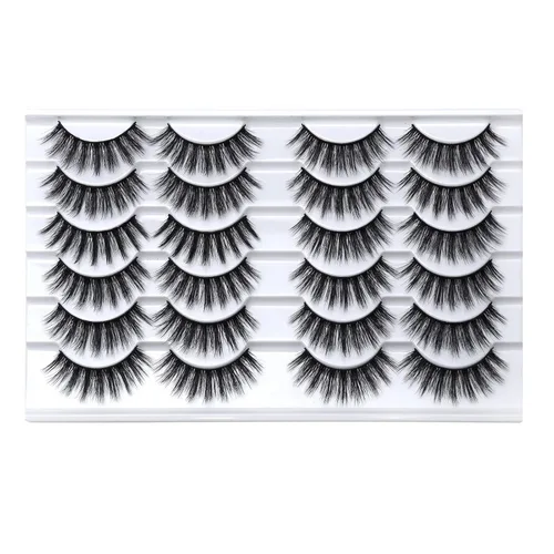 Miniatura 8 de 12 pares de pestañas postizas híbridas, pestañas de manga puntiagudas de 0.59 pulgadas, visón sintético 6D, reutilizables, negras, veganas, libres