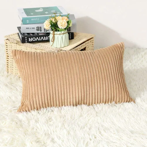 Miniatura 52 de Artscope Fundas de Almohada de Pana a Rayas Acogedoras Súper Suaves Decorativas Oblongas Fundas de Almohada Decorativa Funda de Cojín para Sofá