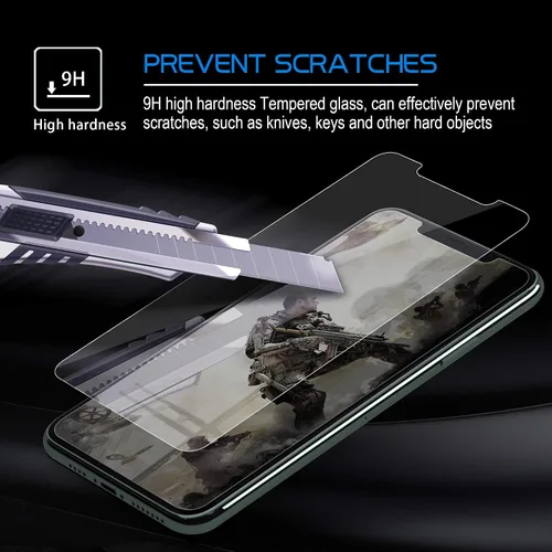 Miniatura 5 de Arae Protector de pantalla para iPhone Xr/iPhone 11, vidrio templado HD, antiarañazos, funciona con la mayoría de las fundas, 6.1 pulgadas, paquete