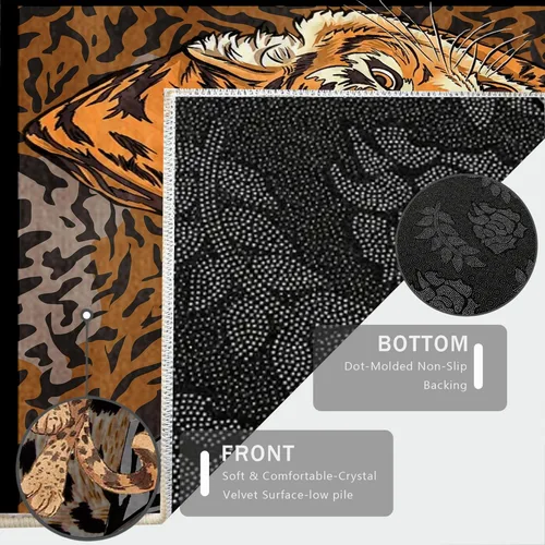 Miniatura 56 de Alfombra de pasillo con estampado de tigre, 2 x 10 pies, alfombra de rayas con estampado de piel de animal, alfombra interior a rayas blancas y 5