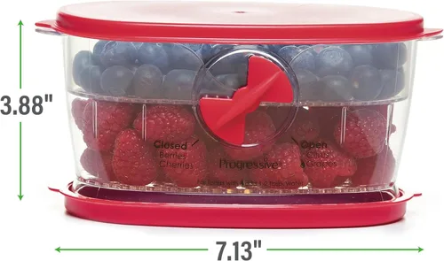 Miniatura 2 de PrepWorks Berry Keeper, rojo - Almacenamiento que mejora la frescura para bayas y frutas pequeñas