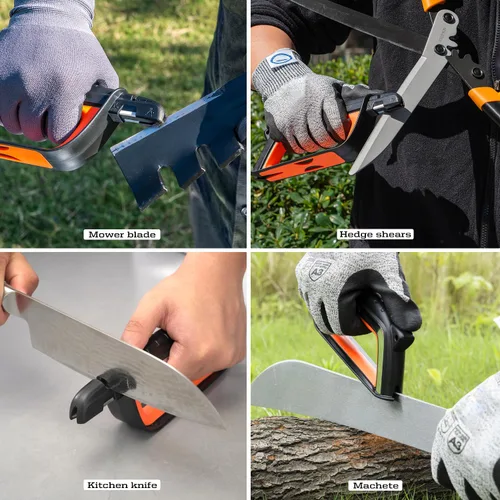 Miniatura 4 de SHARPAL 103N Todo en 1 Afilador de Cuchillo y Herramienta de Jardín Multiusos para Hoja de Cortacésped, Hacha, Machete, Podadora, Tijeras de Seto