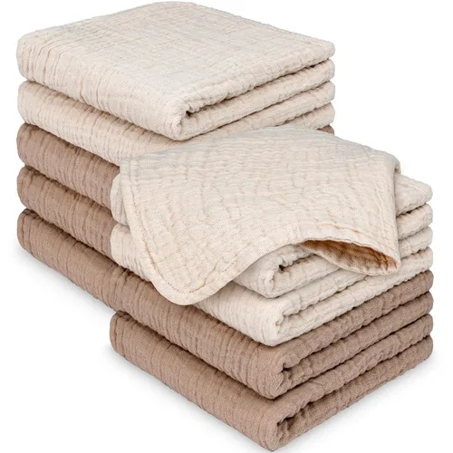 Miniatura 10 de Paquete de 5 paños de muselina para recién nacidos, 12 x 12 pulgadas, suaves y absorbentes, de muselina de algodón orgánico, para bebés, niñas
