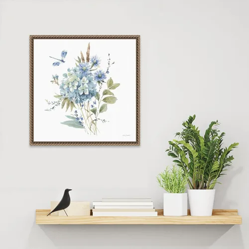 Miniatura 6 de Amanti Art Lisa Audit - Lienzo enmarcado para pared, 16 x 16 pulgadas, azul bohemio 04A (Ramo de flores) por Lisa Audit, lienzo enmarcado