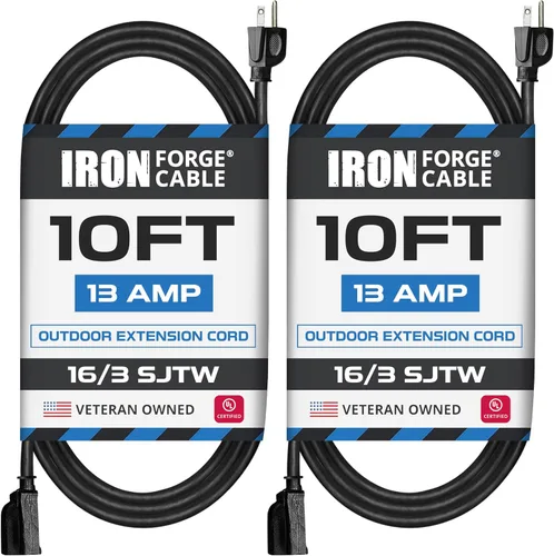 Miniatura 8 de Iron Forge Cable Cable de extensión negro de 6 pies, 16/3, cable de extensión de 6 pies, 3 puntas, resistente a la intemperie, ideal