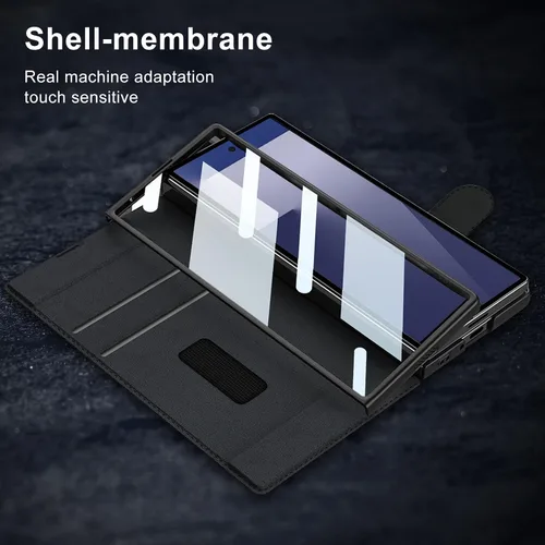 Miniatura 4 de Funda protectora de cuero para Samsung Galaxy Z Fold 7 con ranura para lápiz capacitivo y S-Pen (ranura extraíble para bolígrafo y S-Pen)
