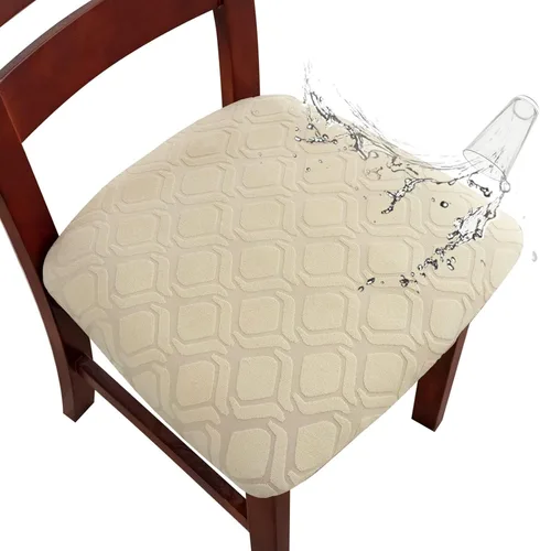Miniatura 11 de Genina Fundas de asiento impermeables para sillas de comedor, fundas de asiento elásticas para sillas de comedor, extraíbles y lavables, fundas