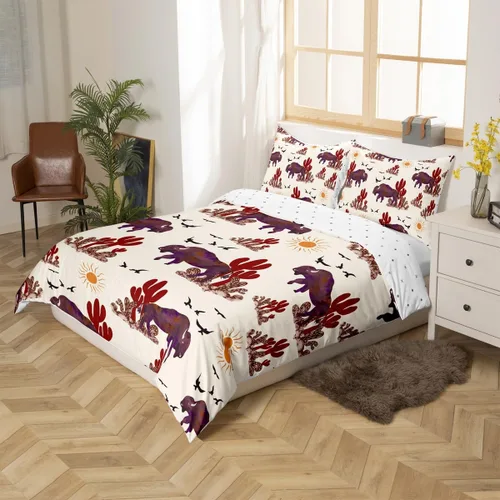 Miniatura 2 de Feelyou Buffalo Ranch - Juego de funda de edredón con diseño de bisontes norteamericanos, tamaño individual (Twin), juegos de ropa de cama