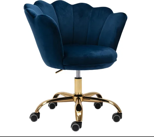 Miniatura 9 de Silla de trabajo cómoda para oficina en casa con ruedas, bonita y moderna tapizada de terciopelo con respaldo de concha, silla de escritorio de Rojo