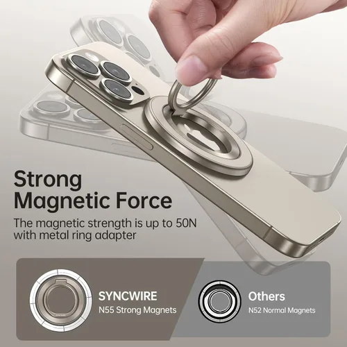 Miniatura 3 de SYNCWIRE Soporte de Anillo Magnético para Teléfono para MagSafe, Soporte de Agarre para Teléfono Celular con Rotación de 360°, Anillo para Dedo
