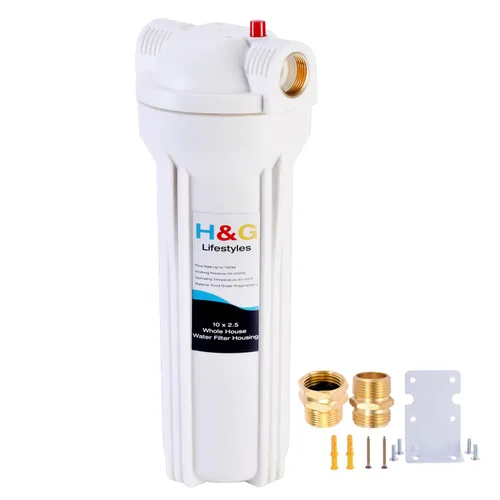 H&G Lifestyles Carcasa de filtro de agua para toda la casa, recipiente de agua universal de 10 x 2.5 pulgadas, sistema de filtración de agua para
