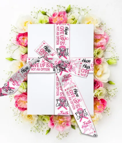 Miniatura 4 de ALIBBON Cinta de tela de arpillera de 2.5 pulgadas x 10 yardas para la concienciación del cáncer de mama, cinta rosa para combatir el cáncer, cintas