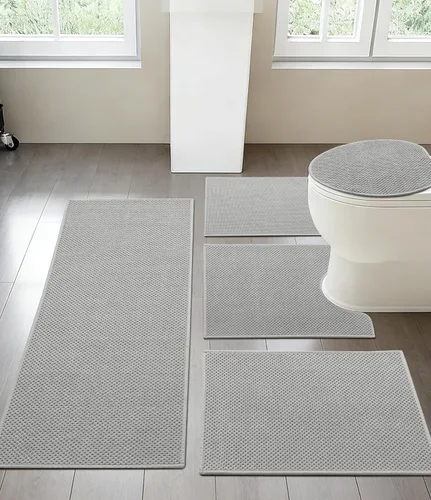 Miniatura 33 de YIHOUSE Juego de 2 tapetes de baño ultrafinos de secado rápido, tapete de baño absorbente para baño, antideslizante, lavable a máquina (beige)
