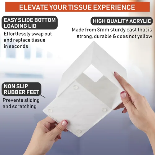 Miniatura 3 de Soporte acrílico para caja de pañuelos, dispensador transparente para pañuelos faciales, servilletas y hojas de secadora. Perfecto para baños
