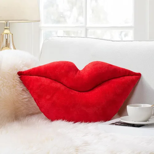 Miniatura 7 de AELS Almohadas de labios grandes 3D de terciopelo suave, almohadas decorativas, lindas almohadas de 24 x 12 pulgadas para sofá, cama, sala de estar