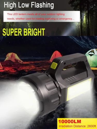 Miniatura 3 de SUYOOULIN Linterna solar LED recargable, súper brillante, 10000 lúmenes, linterna LED de mano, linterna de campamento, luz de trabajo, 5 modos