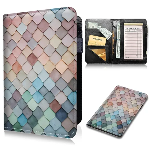 Miniatura 11 de Libros de mesero para camarera, cartera de cuero sintético con bolsillo con cremallera para mesero, organizador de libros para meseros, delantal