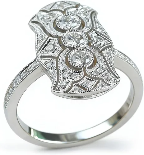 Miniatura 2 de RKKOJJO Anillo retro vintage de plata de ley 925 brillante con diamantes de imitación de circonita cúbica de 18 quilates, anillos de cóctel