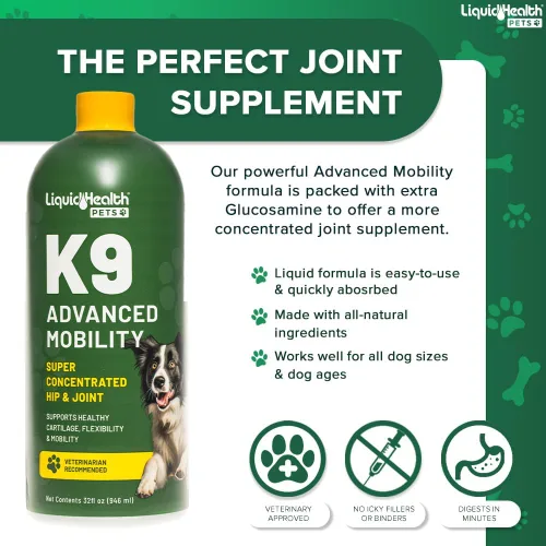 Miniatura 3 de LIQUIDHEALTH Pets K9 Nivel de glucosamina líquida 5000 para perros grandes con condroitina, MSM, Boswellia Serrata – Vitaminas para la salud